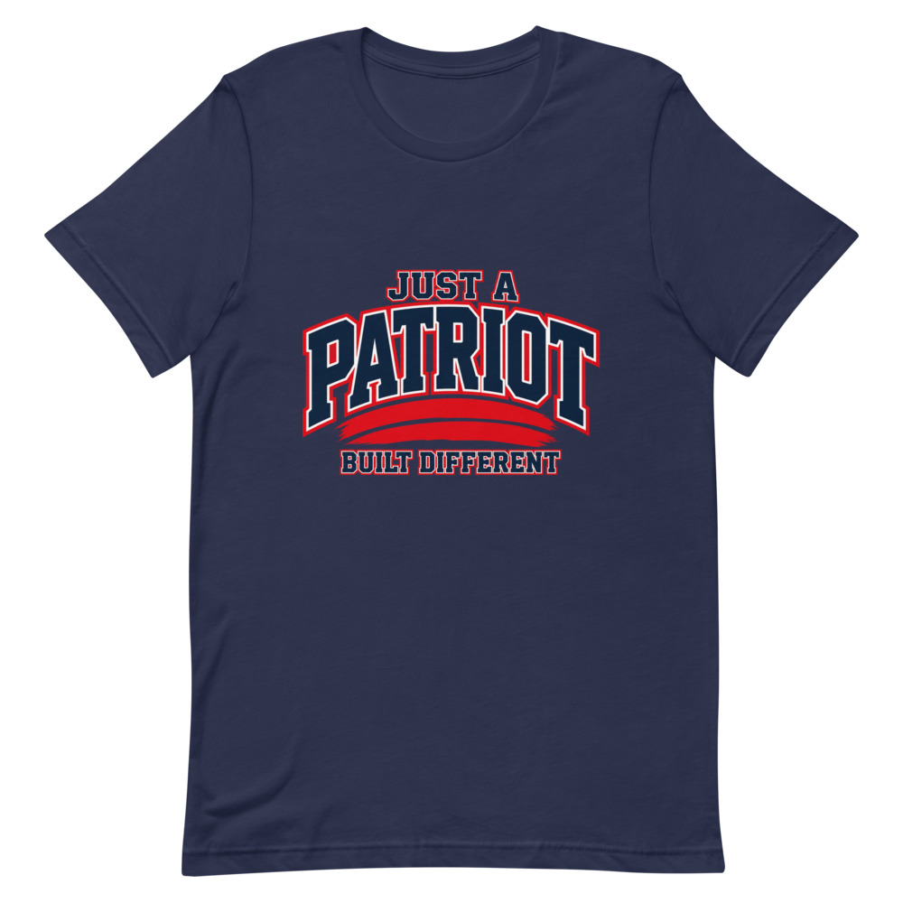 Lewisburg Patriots Adult Tee - Built Different, Navy shirt